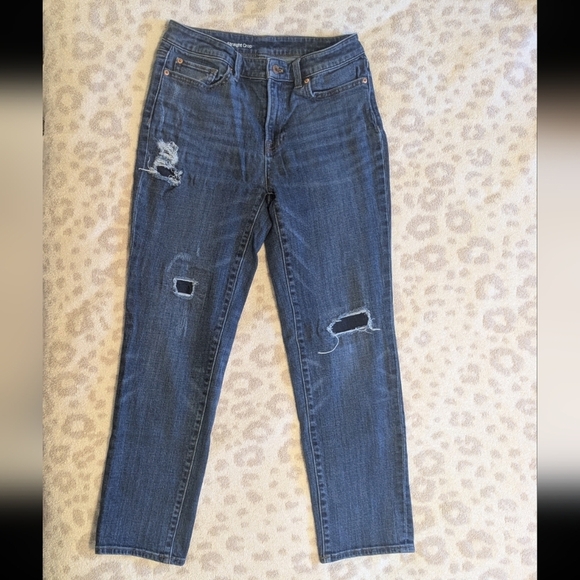 Talbots Denim - Talbots High Rise Straight Crop Jeans Patch Skinny Leg Dark Blue Size 4